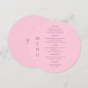 Menu Céleste rose violet soleil Lune étoiles Mariage