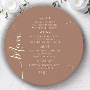 Menu Celestial Mocha Gold Sun Moon Stars 30e anniversai