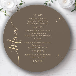 Menu Celestial Mocha Gold Sun Moon Stars 30e anniversai