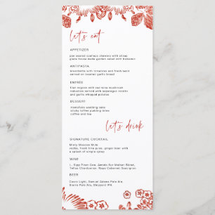 Menu Céramique Portugal Fleur Rouge Mariage
