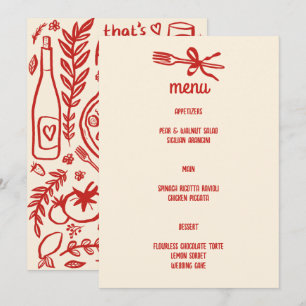 Menu C'est l'amour de la nourriture italienne Amore Fan