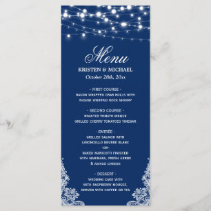 Menu Chaîne Lumières Blanche dentelle Marine Bleu Maria