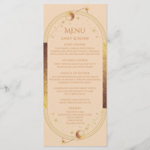 Menu Champagne céleste Gold Sun Moon Stars Mariage
