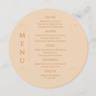 Menu Champagne céleste Gold Sun Moon Stars Mariage