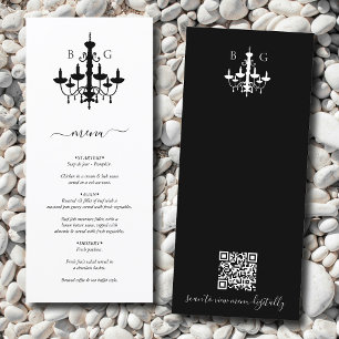 Menu Chandelier noir blanc Mariage QR Code