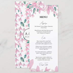 Menu Charmant Fleurs de Glycine Rose