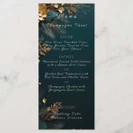 Menu Chasseur mariage Pine verte Cônes Pine Branches Or