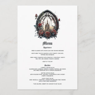 Menu Château de fantasy sombre fenêtre gothique mariage