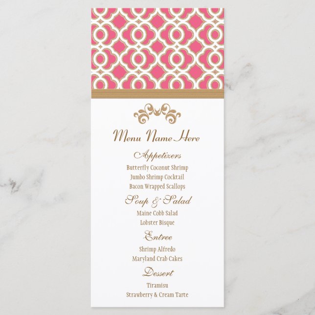 Menu chaud rose et or marocain (Devant)