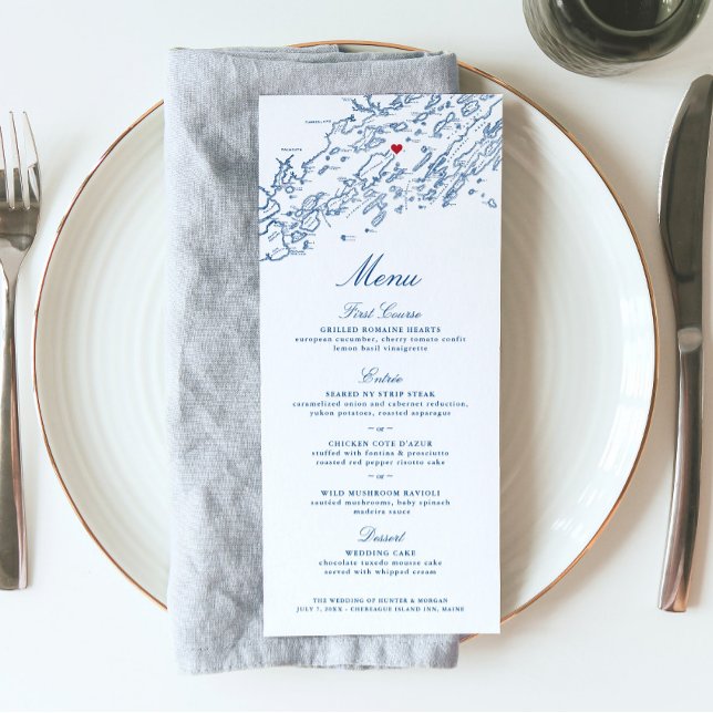 Menu Chebeague Island Maine Mariage Elegant Navy (These Chebeague Island Inn menus are perfect for your Casco Bay Maine destination wedding)