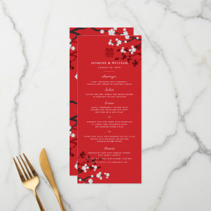 Menu Cherry Blossoms double bonheur Mariage chinois
