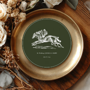 Menu Cheval de course Équestre Mariage Élégant Vert Fon