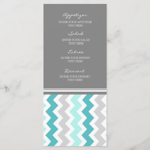 Menu Chevron gris turquoise de mariage