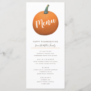 Menu Chic de Thanksgiving Citrouille Peinte Automne