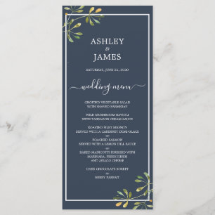 Menu Chic Eucalyptus Green Navy Mariage botanique bleu
