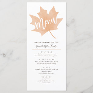 Menu Chic Feuilles D'Automne Thanksgiving