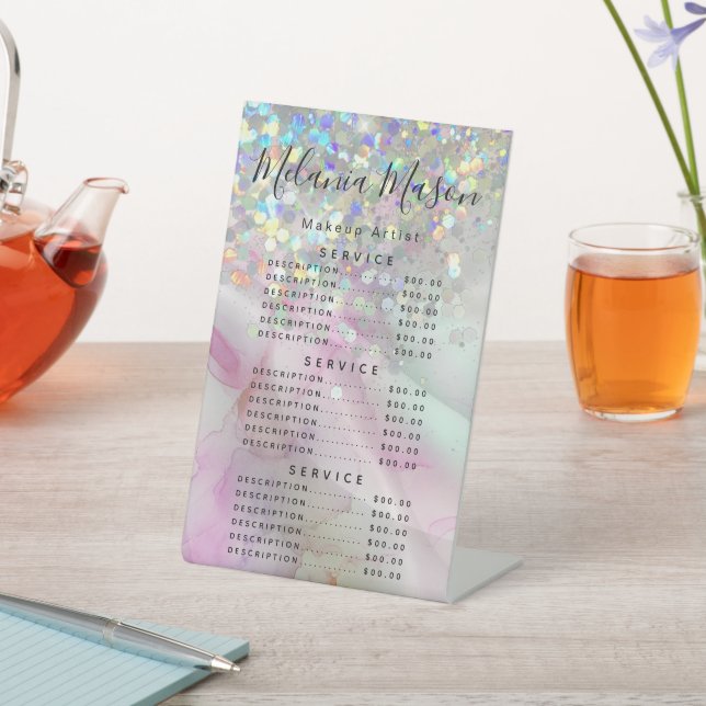 Menü "Chic Makeup Artist Holographic Glitzer Price Sockelschild (In SItu)