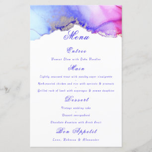 Menu Chic Mariage blanc violet
