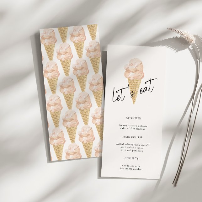 Menu Chic moderne aquarelle glace Fête des mariées crèm (Créateur téléchargé)
