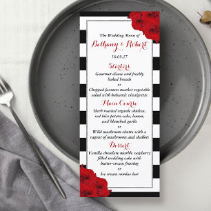 Menu Chic Moderne Luxe Mariage Collection - Roses rouge