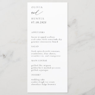 Menu Chic moderne Mariage noir & blanc