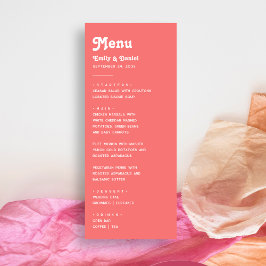 Menu Chic Rétro Été Bright Coral Mariage rose