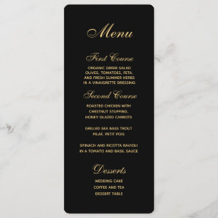 Menu Chic Script Black Gold Mariage