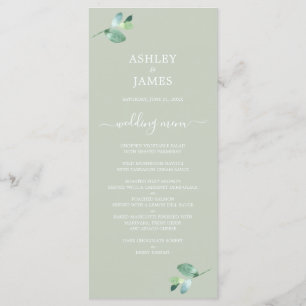 Menu Chic Script Eucalyptus Foliage Mariage vert