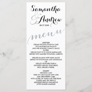 Menu chic simple de mariage d'aluminium argenté de