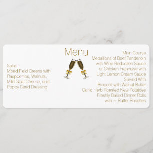 Menu Chic Skinny Custom Wedding