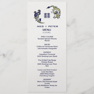 Menu chinois moderne de mariage de Dragon-Phoenix