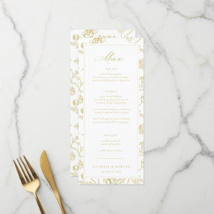 Menu Chinoiserie d'or Mariage Floral