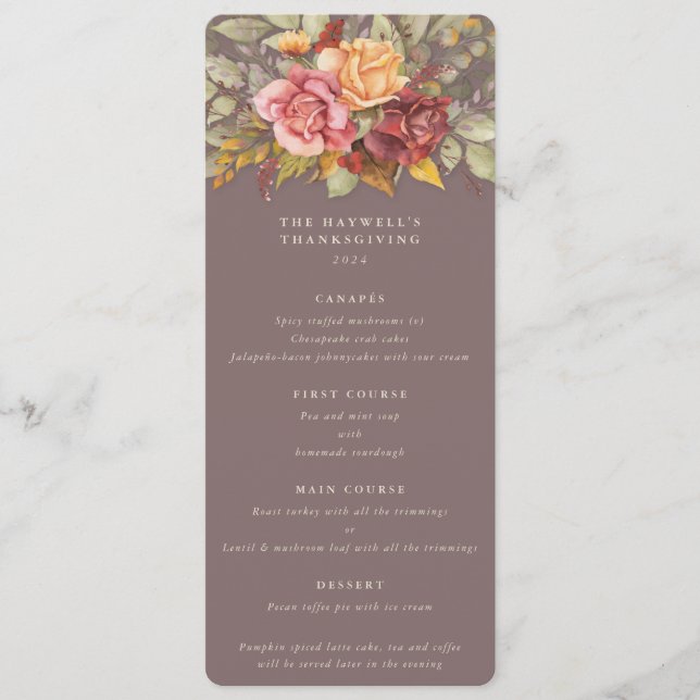 Menu Chute Florale Thanksgiving Appartement 4 Parcours (Devant)