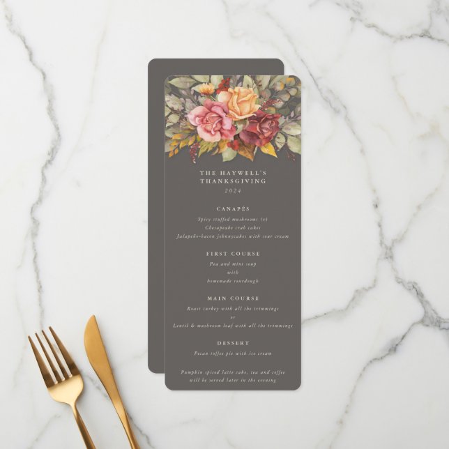 Menu Chute Florale Thanksgiving Appartement 4 Parcours (Devant/Arrière en situation)