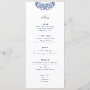 Menu Cimier baroque Bleu français Mariage antique