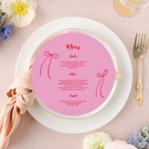 Menu Circulaire Anniversaire Pink Red Bow