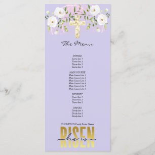 Menu Citation chrétienne religieuse ressuscité Lavande 