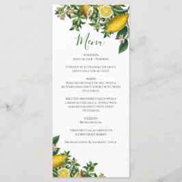 Menu Citron jaune rustique et feuillage Mariage de verd