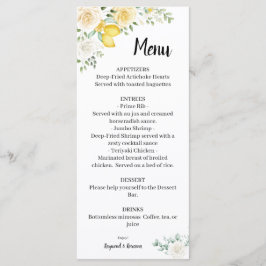 Menu Citrons et Fêtes des mariées Mariages Rose