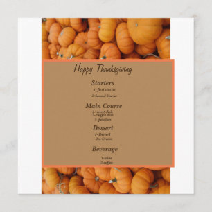 Menu Citrouilles de Thanksgiving