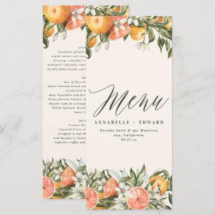 Menu Citrus orange botanique moderne rustique