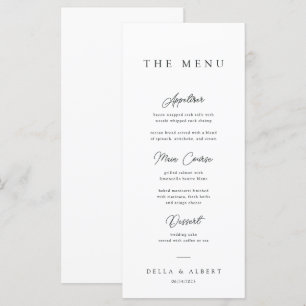 Menu Clalligraphie minimaliste Mariage noir et blanc