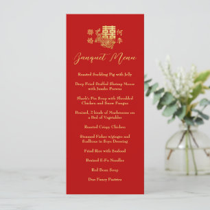 Menu Classic élégant banquet chinois mariage rouge flor