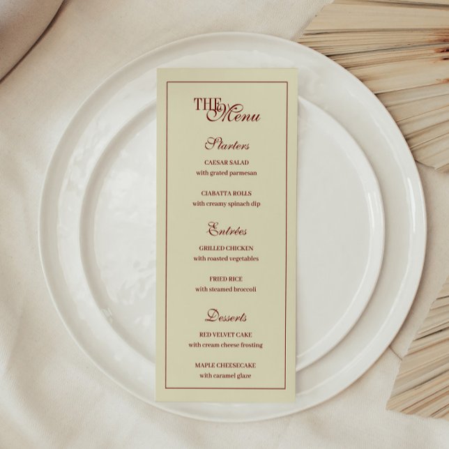 Menu Classic Elegant Ivory Script Monogram Wedding (Créateur téléchargé)