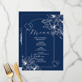 Menu Classic Elegant mariage bleu marine