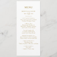 Menu classique minimaliste Mariage Gold Dinner Men