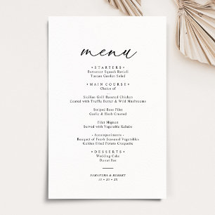 Menu classique Noir et Blanc élégant Mariage