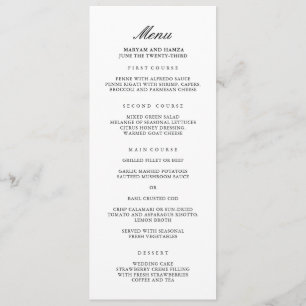 Menu Classique Soir De Mariage Élégant