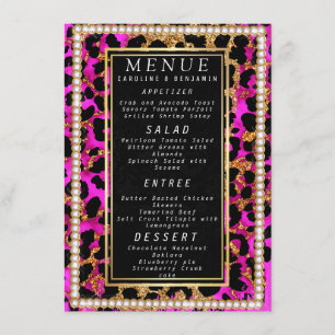 Menu Classy Gold Parties scintillant rose et noir maria