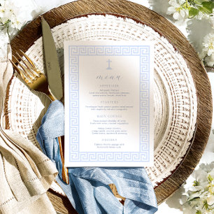 Menu Clé grecque Baptême Bleu Blanc